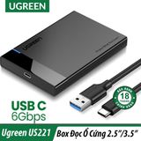 Hộp Đọc Ổ Cứng SATA III 2.5"/3.5" chuẩn USB 3.1 Gen 2 Cao Cấp UGREEN US221 - Hàng Chính Hãng, Bảo Hành 18T Đổi Mới