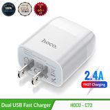 Cốc Sạc Nhanh 2 cổng 5V/2.4A Hoco C73 - Hàng Chính Hãng