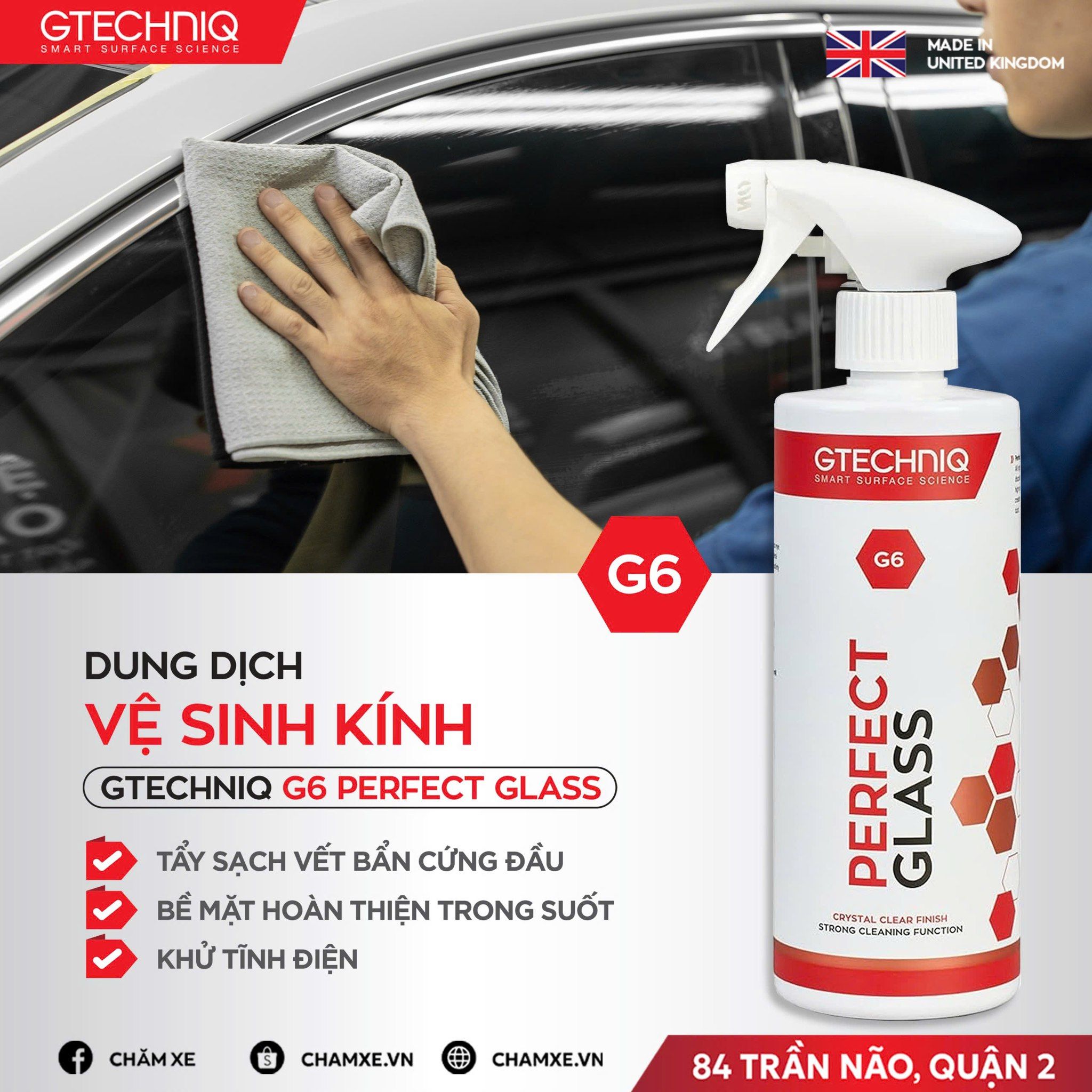 Dung Dịch Vệ Sinh Kính Siêu Trong Suốt - Gtechniq G6 Perfect Glass 500ml