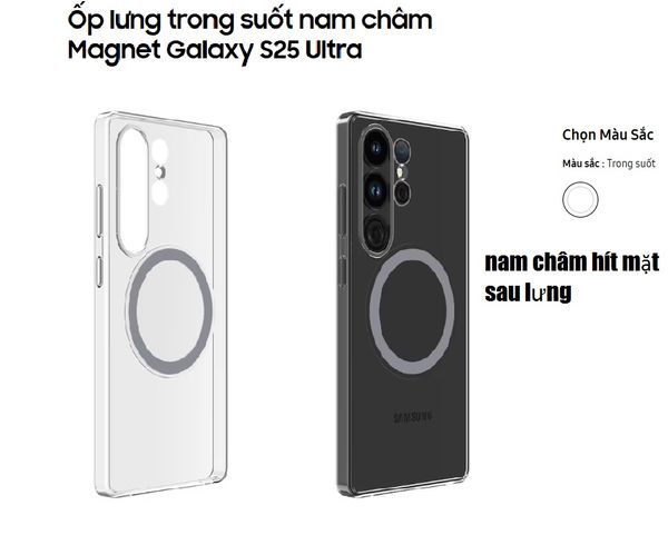 Ốp lưng trong suốt nam châm Magnet Galaxy S25/S25+/S25 Ultra-Chính
