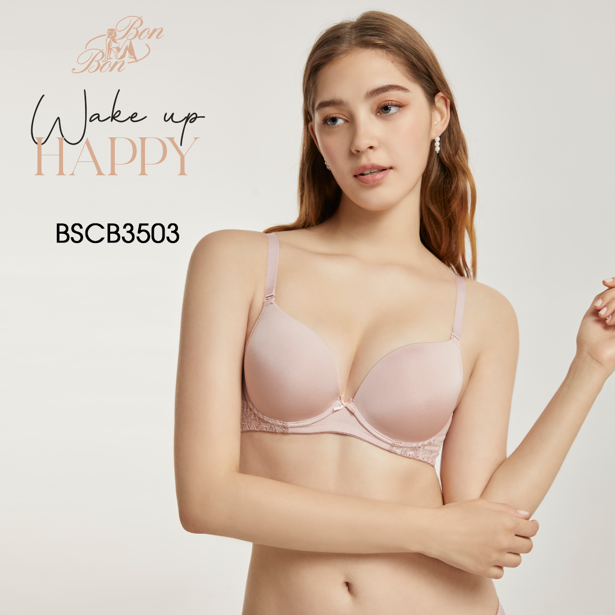 Áo lót cúp trơn, dây lưng ren , mút vừa - BSCB3503