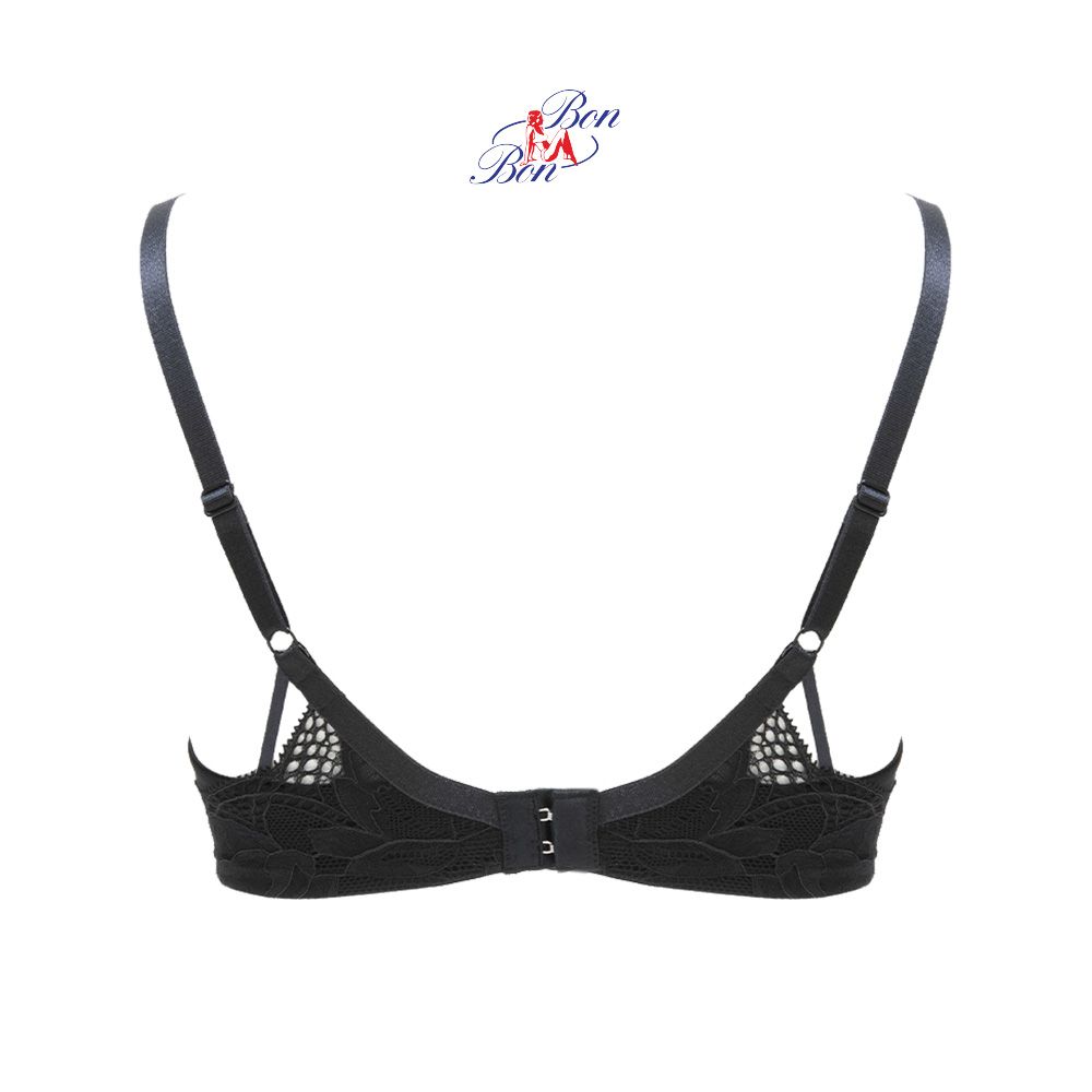 Áo lót mút dày, cúp trơn, dây lưng phối ren - BV35169