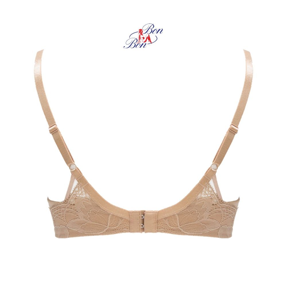 Áo lót mút dày, cúp trơn, dây lưng phối ren - BV35169