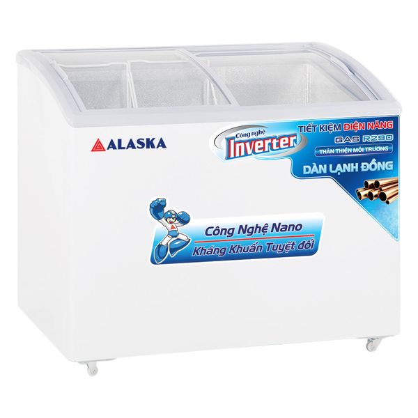 Tủ đông kính cong Alaska Inverter 210 Lít KC-210CI