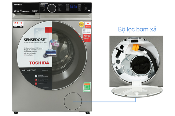 Máy giặt sấy Toshiba Inverter 10.5 Kg TWD-BM115GF4V(SK)