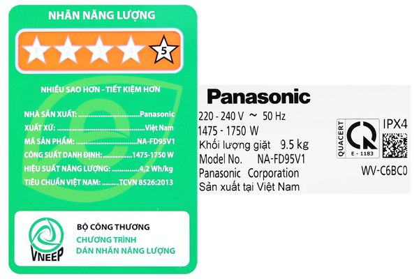 Máy giặt Panasonic Inverter 9.5 Kg NA-FD95V1BRV