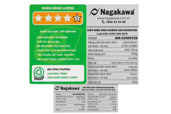 Máy lạnh Nagakawa Inverter 2.5 HP NIS-C24R2T28