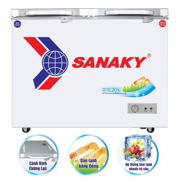 Tủ đông mặt kính cường lực Sanaky 208 Lít VH-2599A2K
