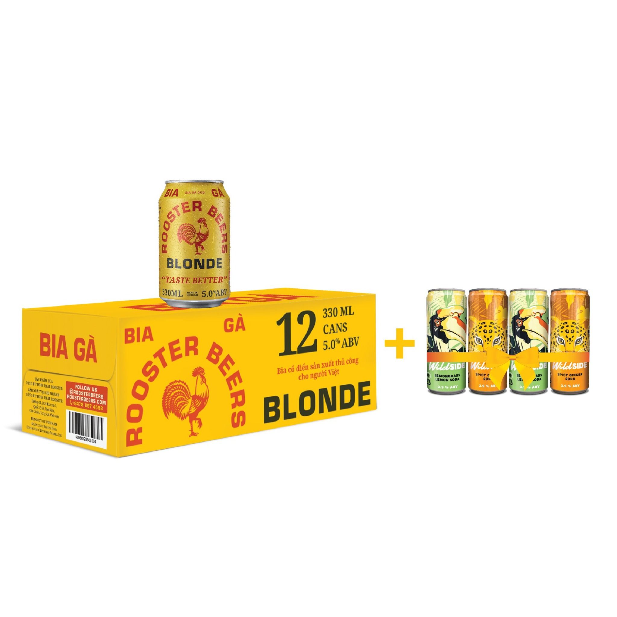  [TẶNG 4 LON SODA] Rooster Beers Blonde - Thùng 12 Lon (330ml) 