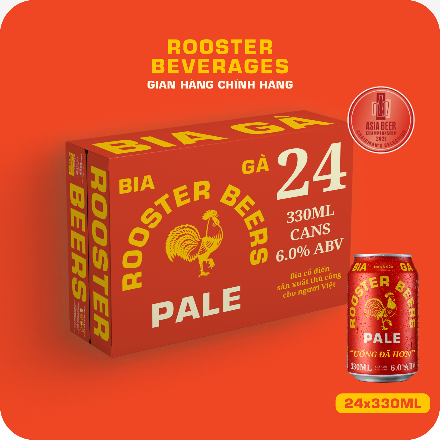Rooster Beers Pale - Thùng 24 Lon (330ml)