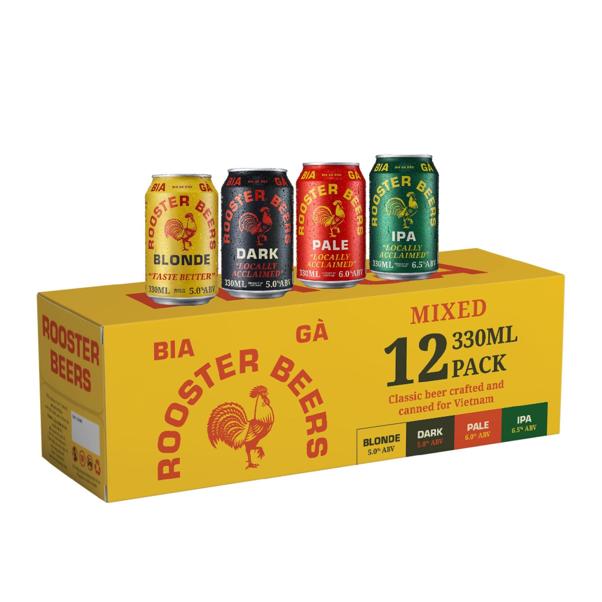  [TẶNG 1 Ly Thủy Tinh] Rooster Beers Thùng 12 Lon MIX 