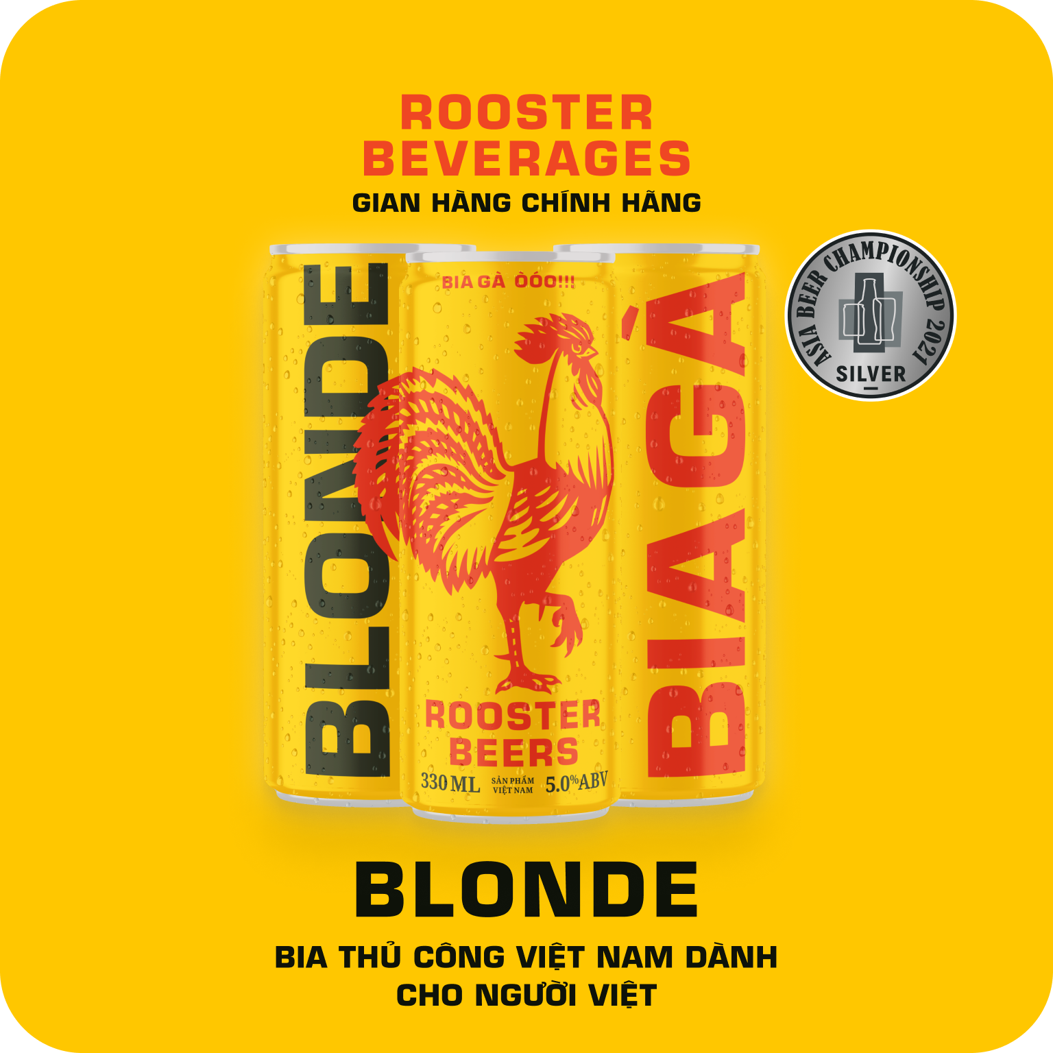 Rooster Beers Blonde - Thùng 24 Lon Cao Sleek (330ml)