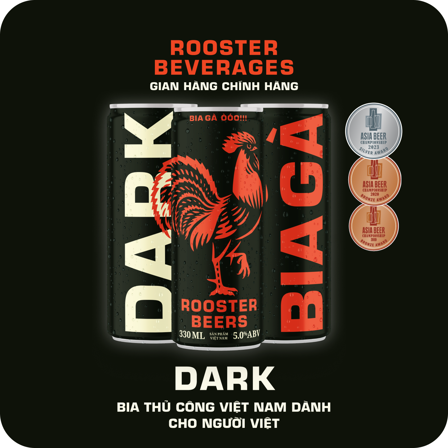 Rooster Beers Dark - Thùng 24 Lon Cao Sleek (330ml)