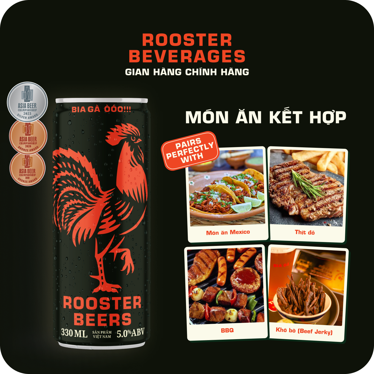 Rooster Beers Dark - Thùng 24 Lon Cao Sleek (330ml)