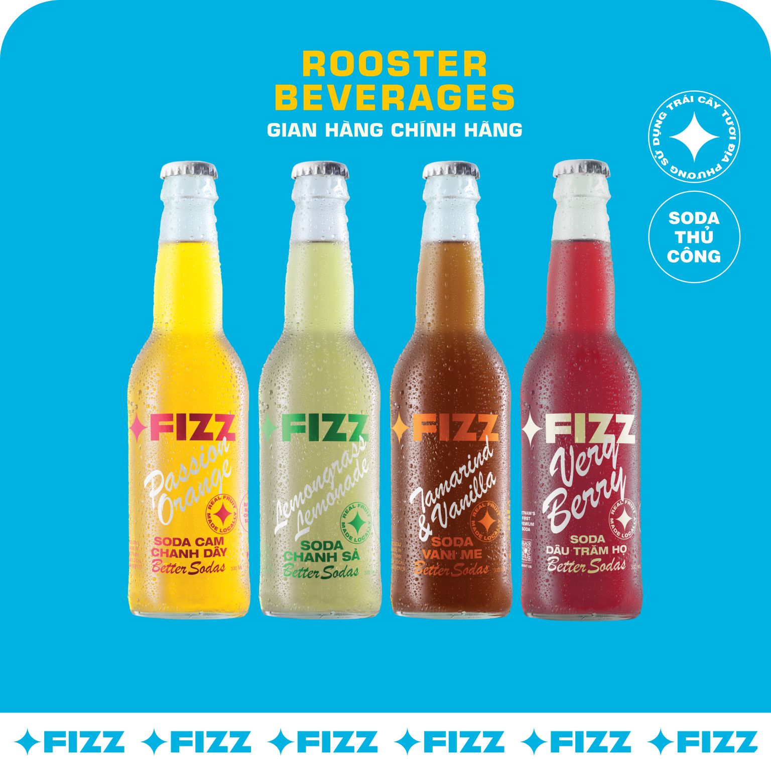 Fizz Soda Các Vị - Lốc 4 Chai 330ml (4 Bottles)