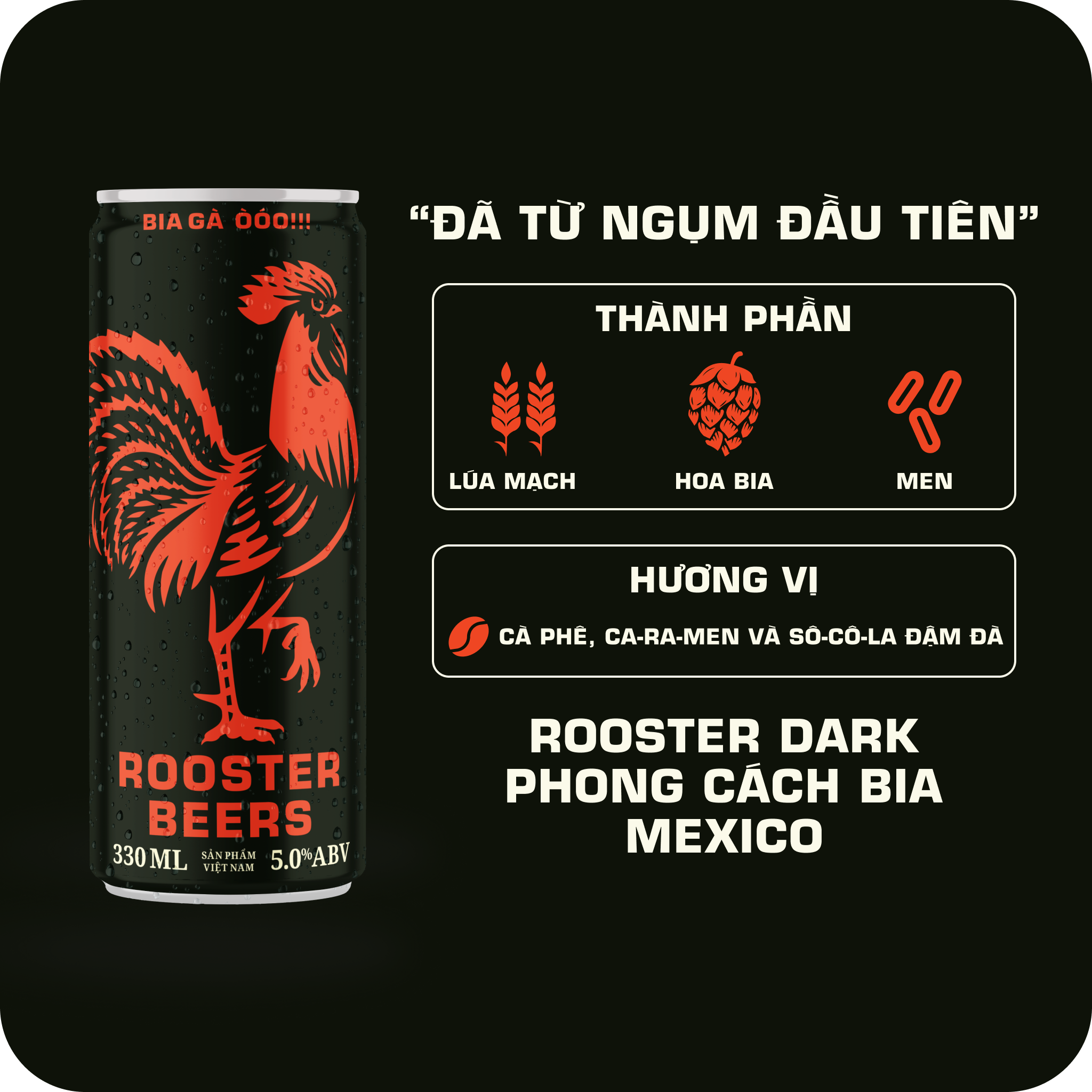Rooster Beers Dark - Thùng 10 Lon Cao Sleek (330ml)