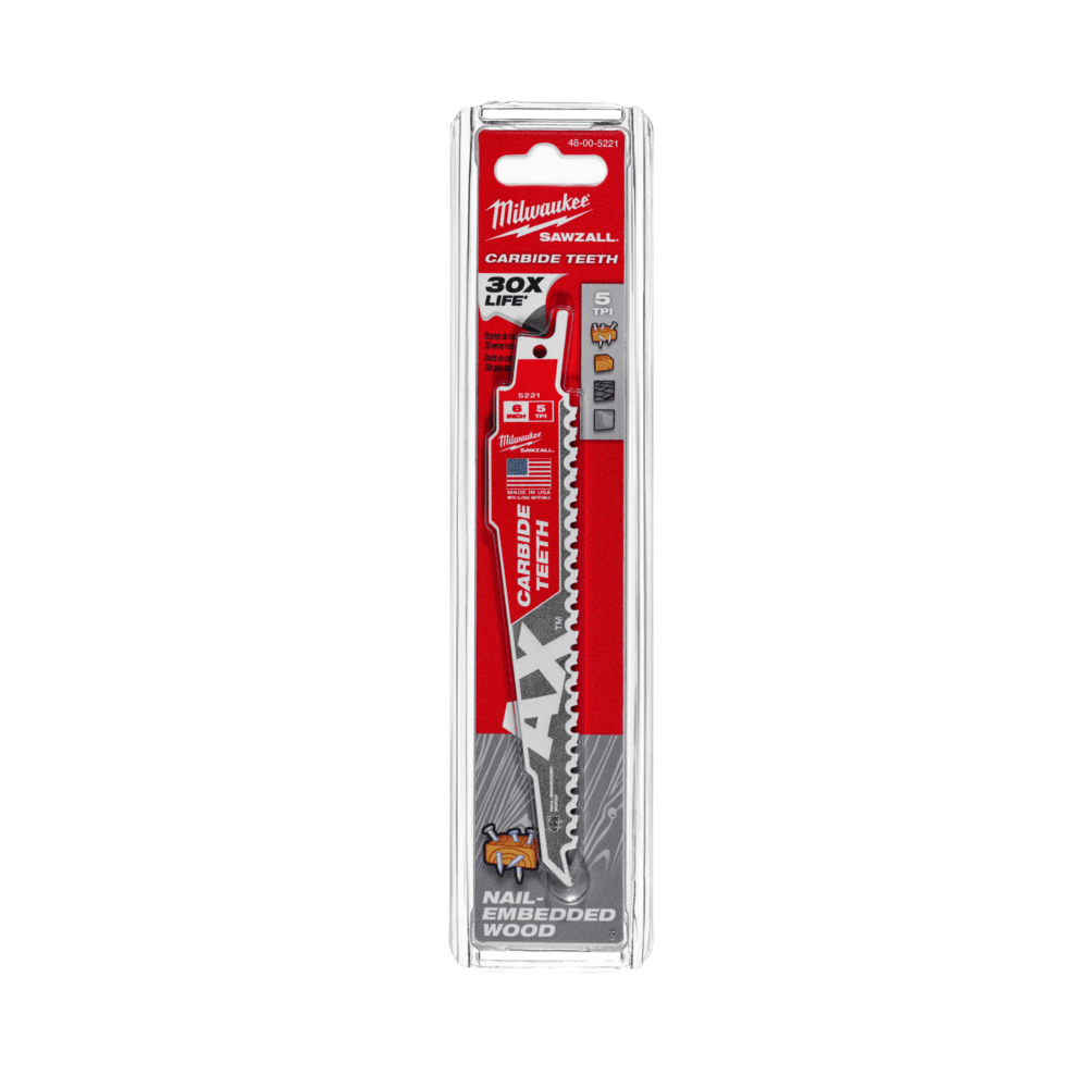 Lưỡi cưa kiếm có răng Ax™ Carbide Milwaukee 48-00-5221