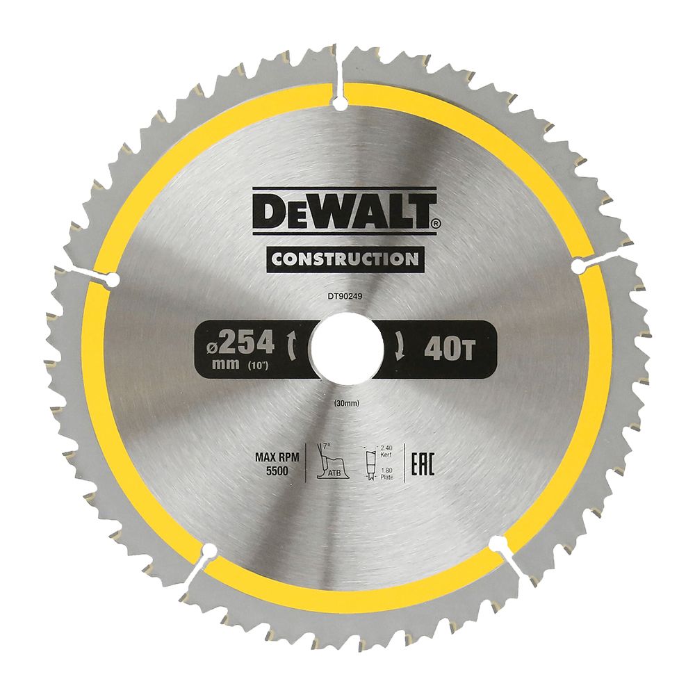  Lưỡi cưa gỗ 254x30mm 40T 5500rpm chống mẻ phôi Dewalt DT90249-QZ 