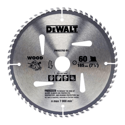Lưỡi cưa gỗ 7-1/4 in.x1 in.184x25.4mm, 60T Dewalt DWA03760-B1