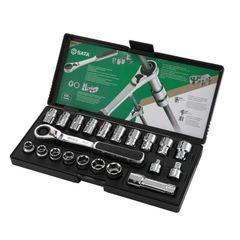 Bộ đầu tuýp cờ lê 20mm 1 bộ 25 cái SATA 09134 - 21PC. 20MM DR. PASS-THRU RATCHETING SET