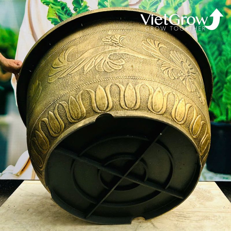 Chậu Nhựa Giả Đồng Hoa Văn Cổ Điển, Đường Kính 105cm