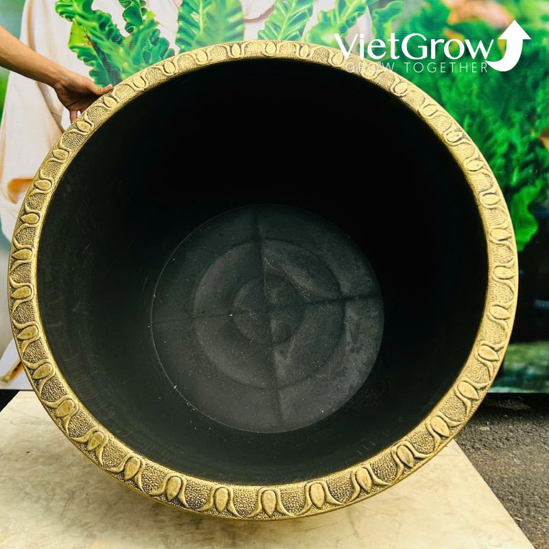 Chậu Nhựa Giả Đồng Hoa Văn Cổ Điển, Đường Kính 105cm
