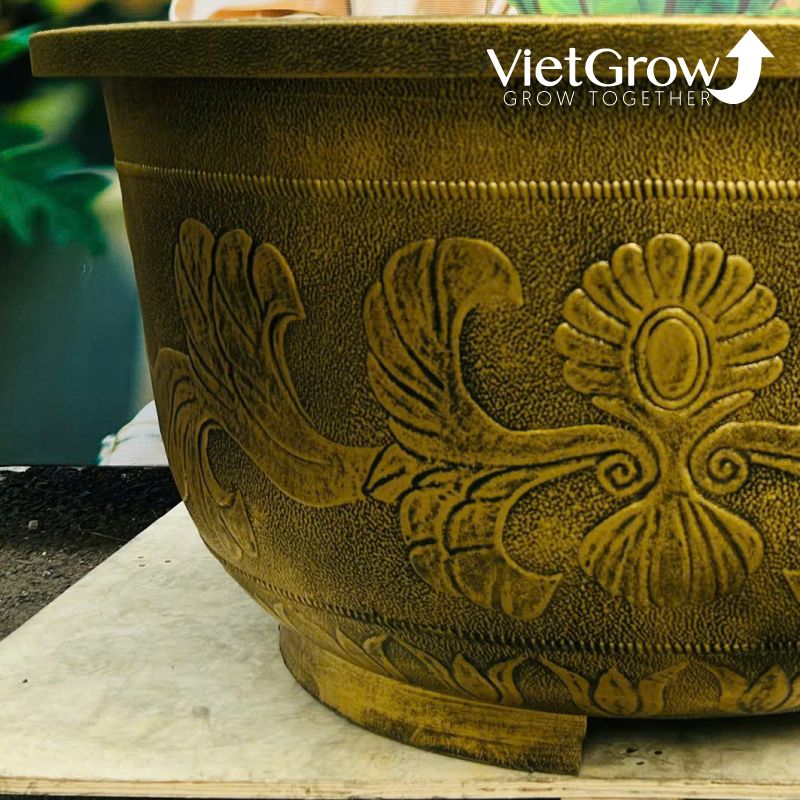 Chậu Nhựa Giả Đồng Hoa Văn Cổ Điển, Đường kính 120cm