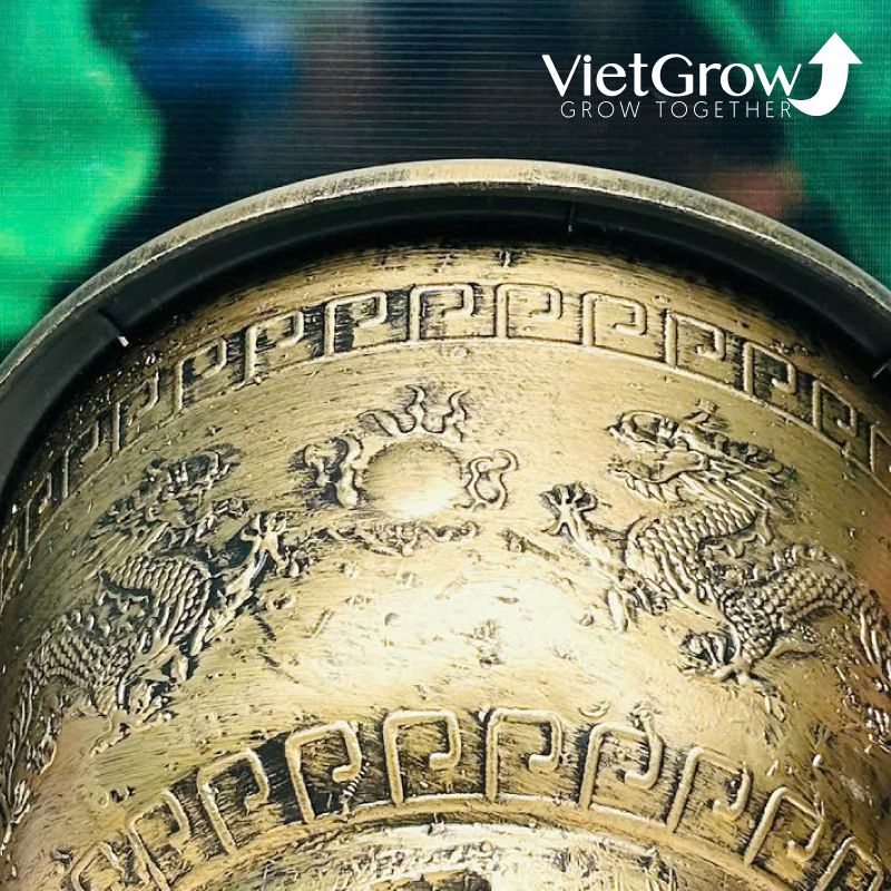 Chậu Nhựa Giả Đồng Song Long Tranh Châu, Đường kính 40cm