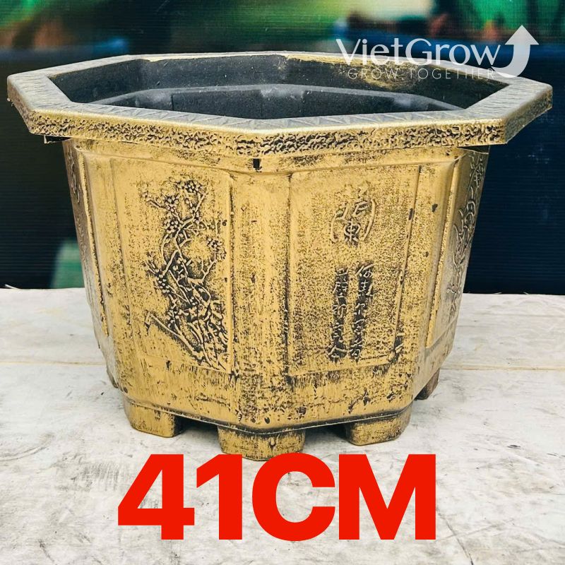 Chậu Nhựa Giả Đồng Bát giác, Đường kính 41cm