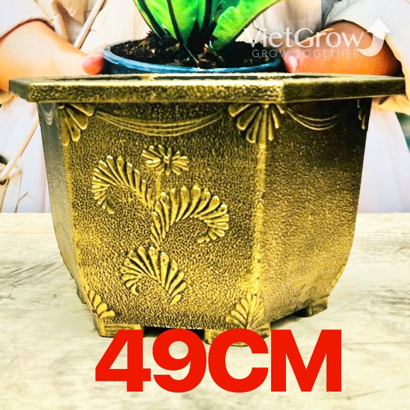 Chậu Nhựa Giả Đồng Lục Giác, Đường kính 49cm