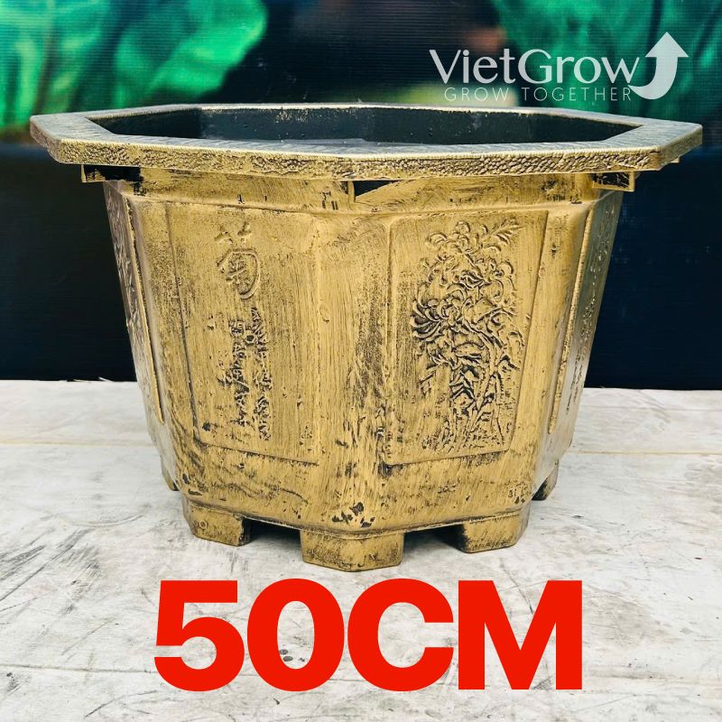 Chậu Nhựa Giả Đồng Bát giác, Đường kính 50cm