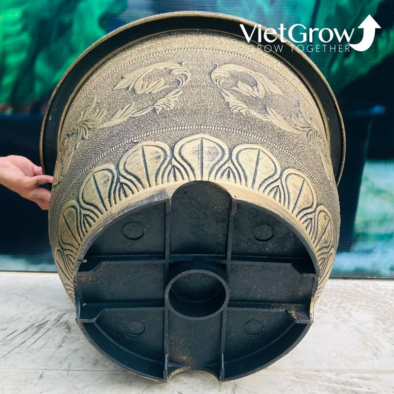 Chậu Nhựa Giả Đồng Hoa Văn Cổ Điển, Đường kính 60cm