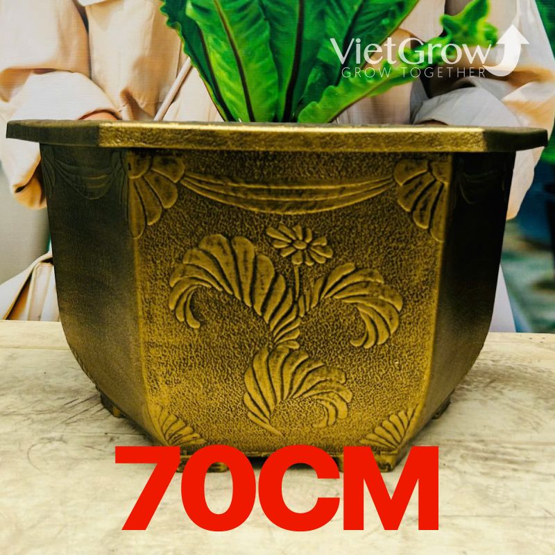 Chậu Nhựa Giả Đồng Lục Giác, Đường kính 70cm