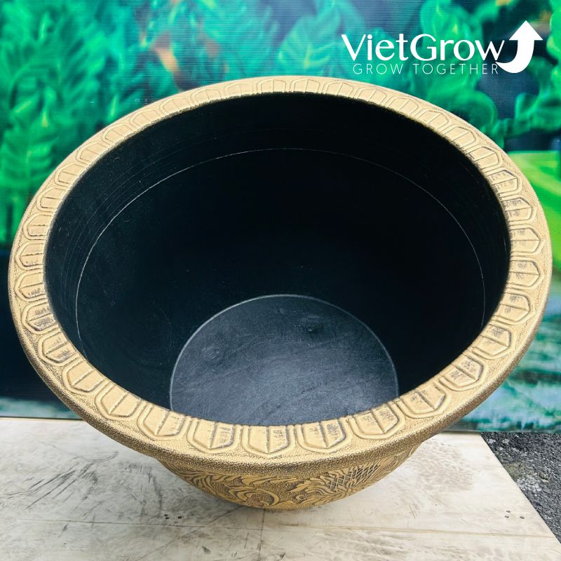 Chậu Nhựa Giả Đồng Hoa Văn Cổ Điển, Đường kính 72cm