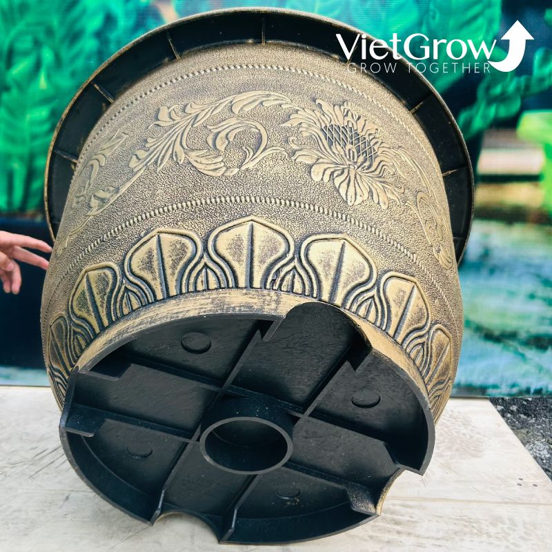 Chậu Nhựa Giả Đồng Hoa Văn Cổ Điển, Đường kính 80cm