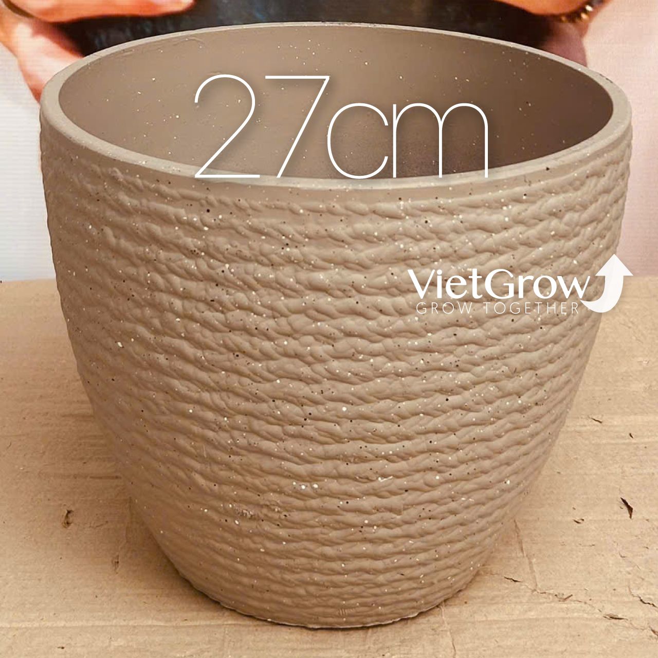 Chậu giả đá màu xám đường kính 27cm - FLORAL DX2