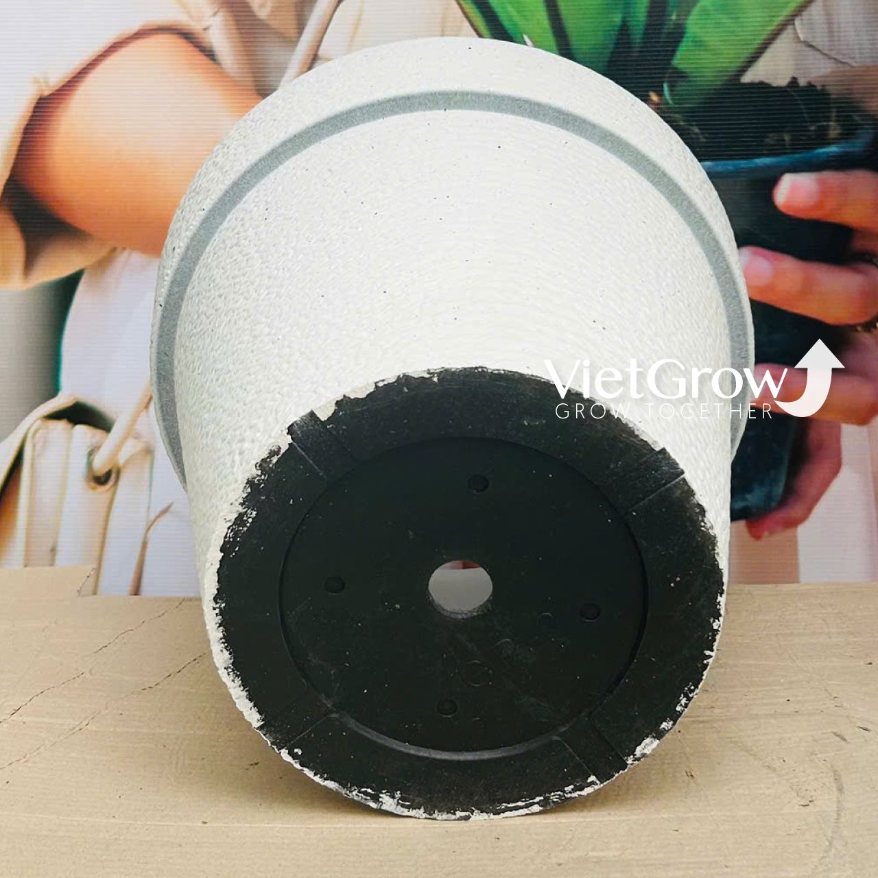 Chậu giả đá màu trắng đường kính 40cm - FLORAL GP2