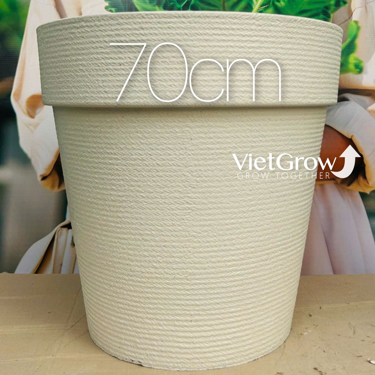 Chậu giả đá màu trắng đường kính 70cm - FLORAL GP5