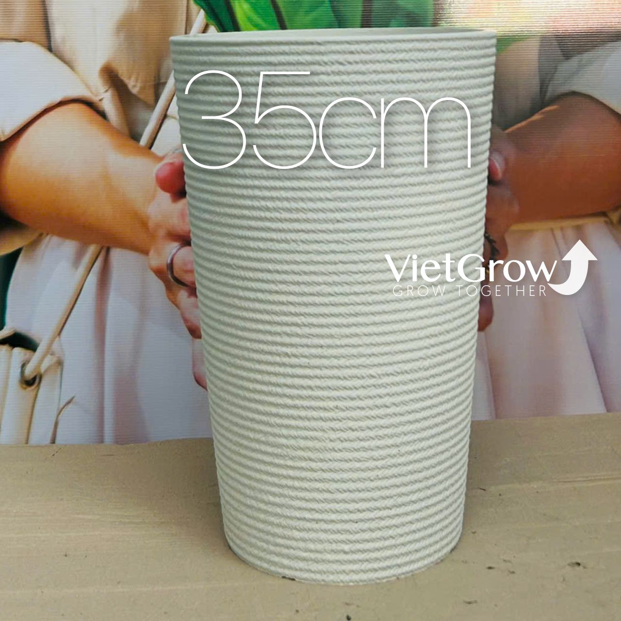 Chậu giả đá màu trắng đường kính 35cm - FLORAL YT2