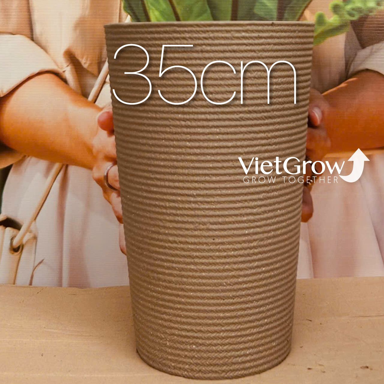 Chậu giả đá màu xám đường kính 35cm - FLORAL YT2