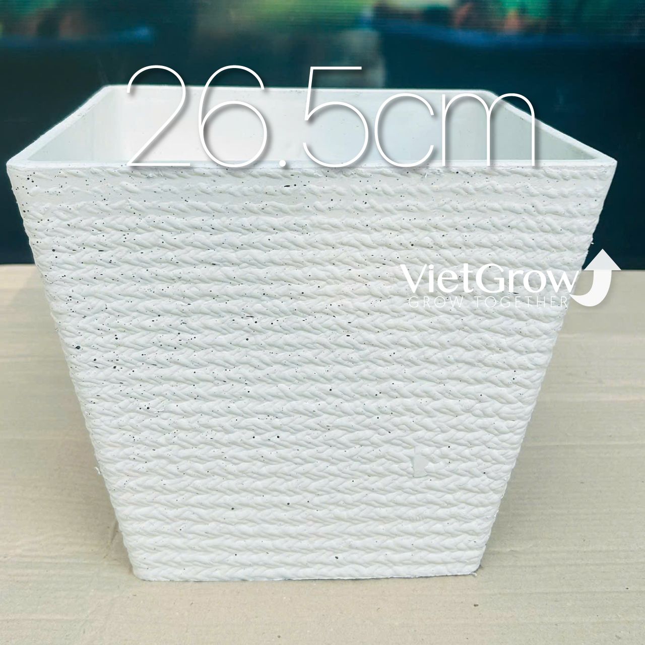 Chậu giả đá màu trắng đường kính 26.5cm - FLORAL ZF1