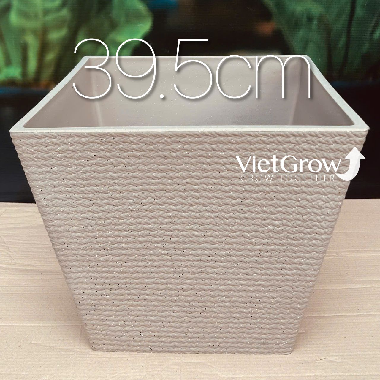 Chậu giả đá màu xám đường kính 39.5cm - FLORAL ZF3