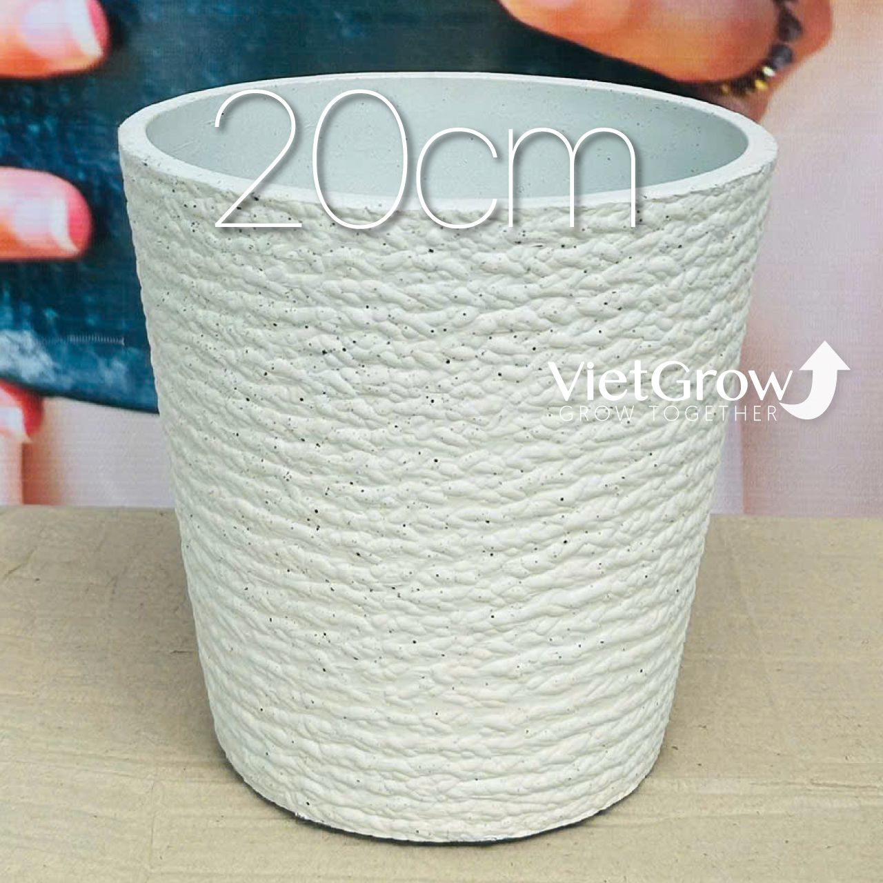 Chậu giả đá màu trắng đường kính 20cm - FLORAL ZS1