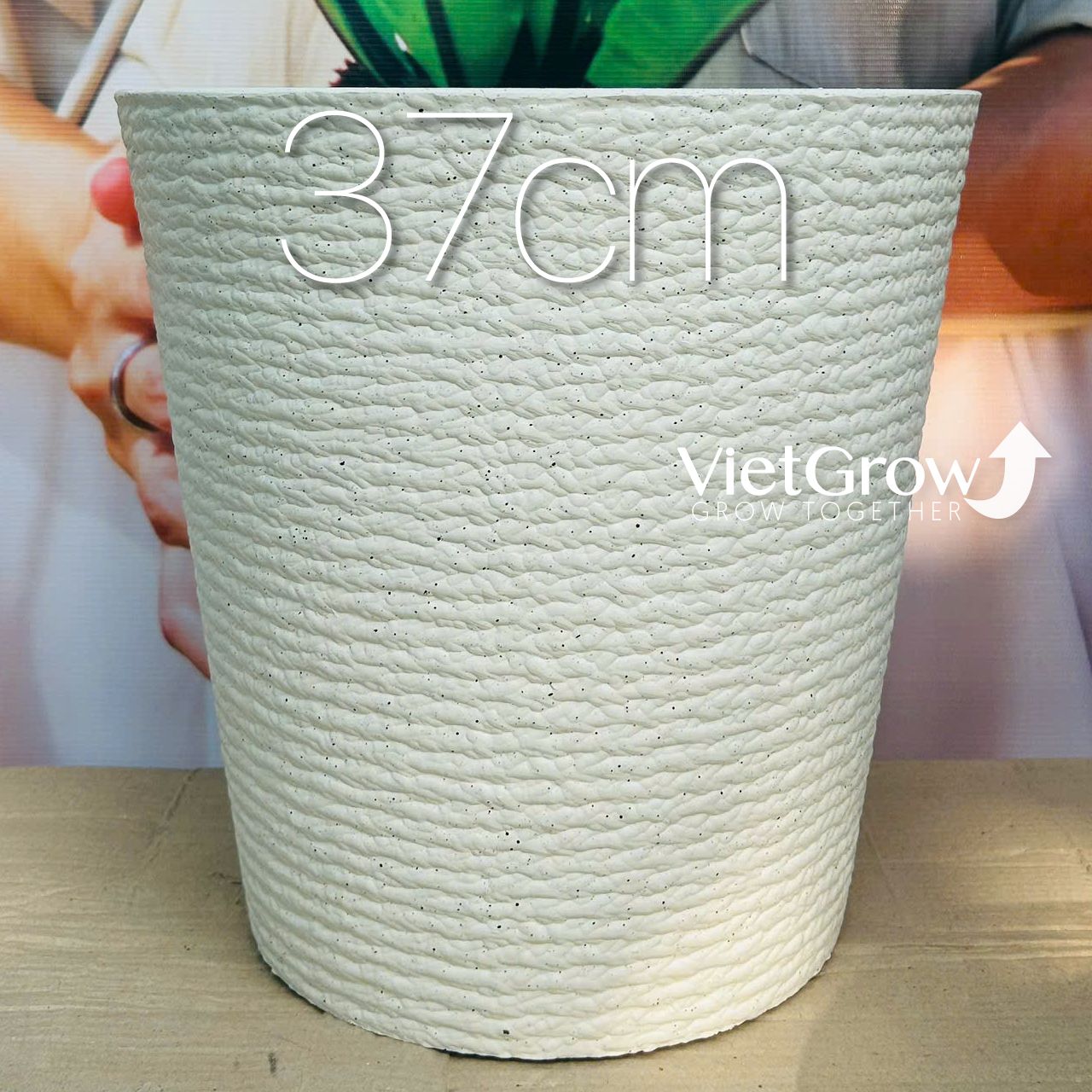 Chậu giả đá màu trắng đường kính 37cm - FLORAL ZS4