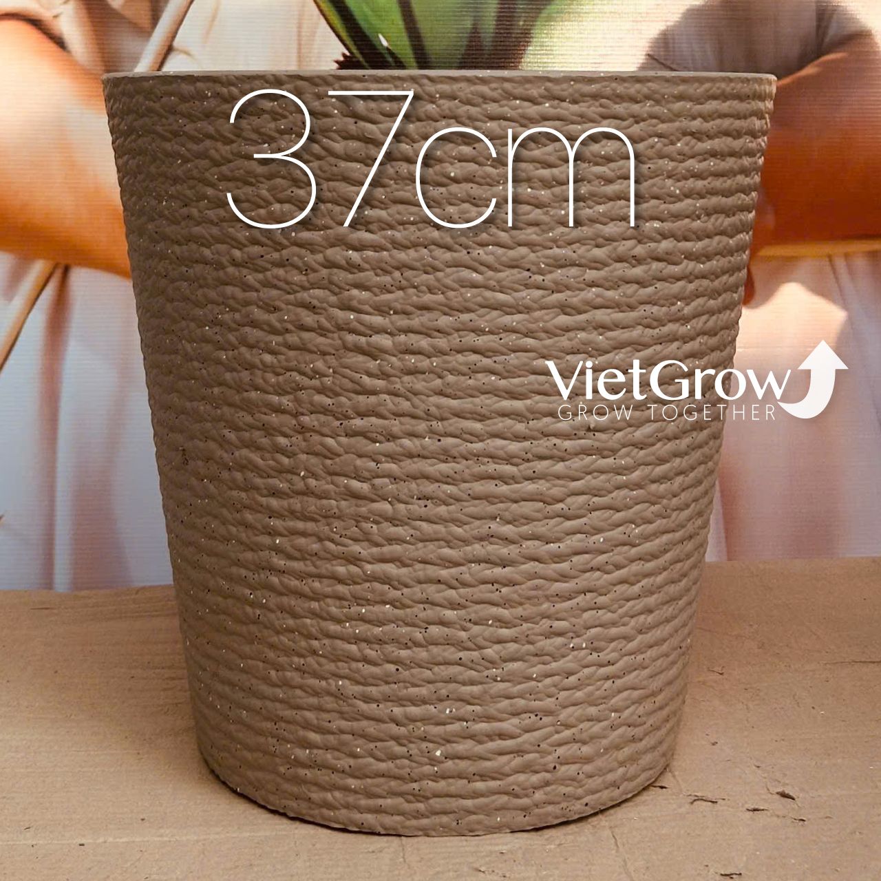 Chậu giả đá màu xám đường kính 37cm - FLORAL ZS4