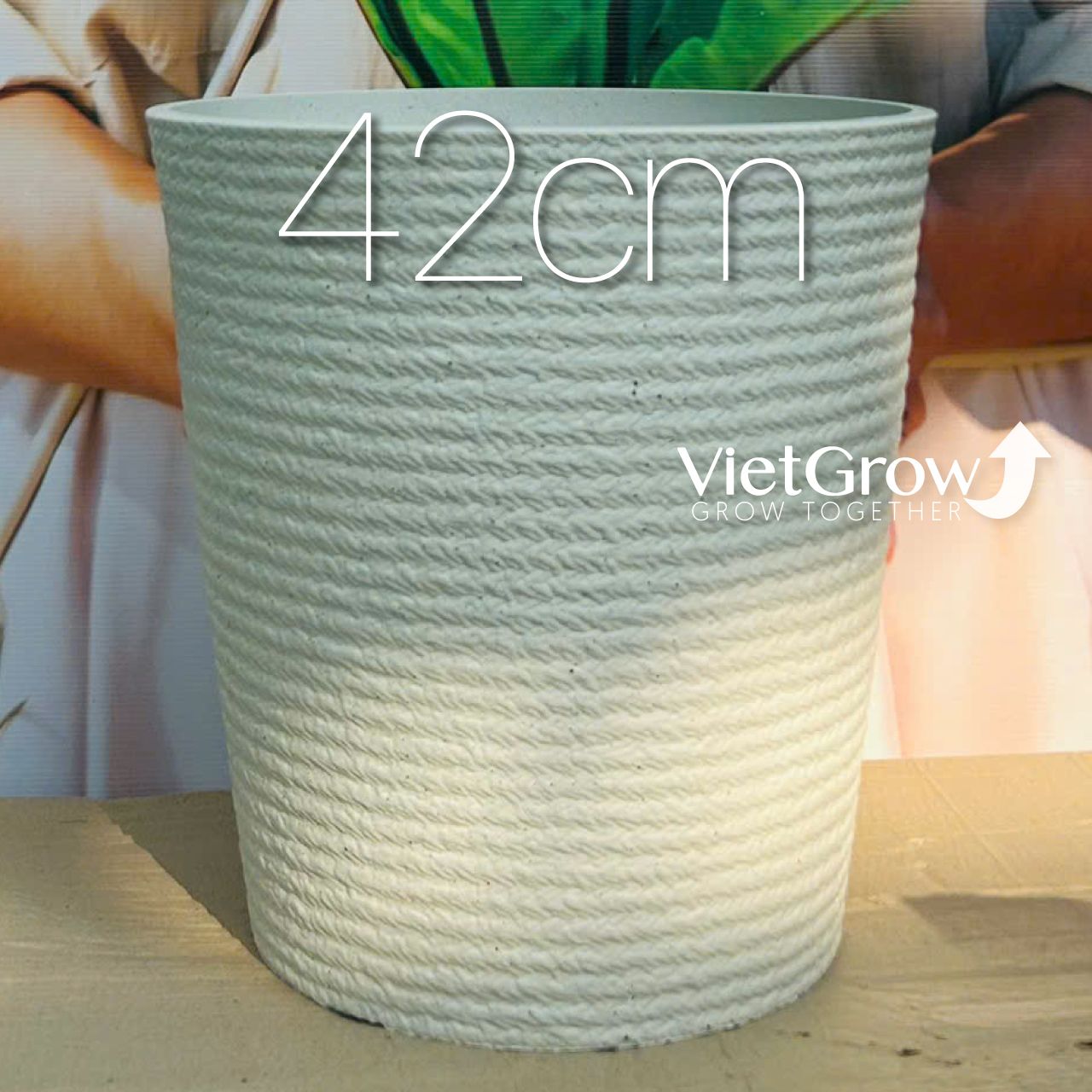 Chậu giả đá màu trắng đường kính 42cm - FLORAL ZS5