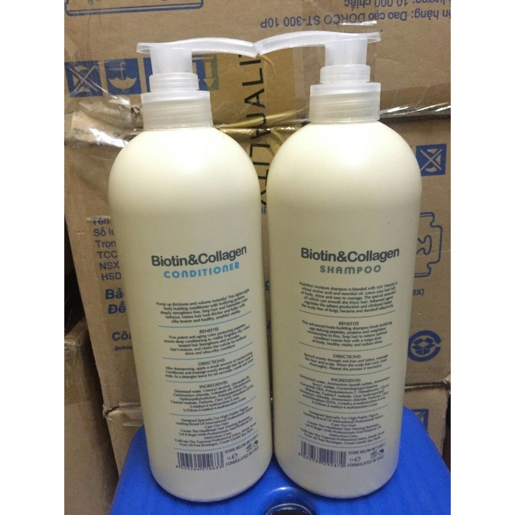 BỘ DẦU GỘI XẢ LÀM TÓC SUÔN MƯỢT PHỤC HỒI VÀ KÍCH THÍCH MỌC TÓC BIOTIN VÀ COLLAGEN (500MLx2 và 1000ML x 2)