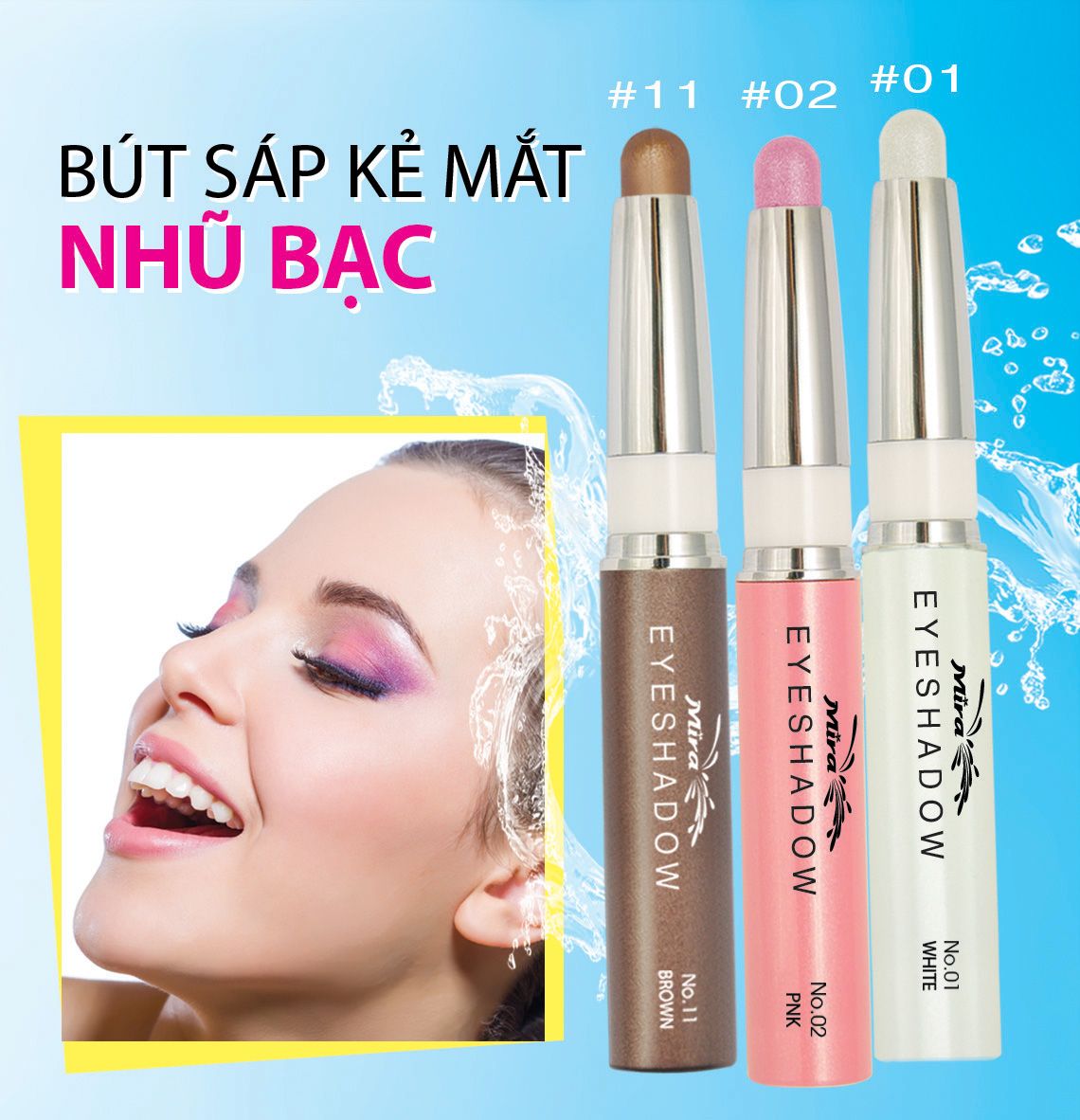 Bút sáp kẻ mắt ánh nhũ Mira Eyeshadow Hàn Quốc 1.5g