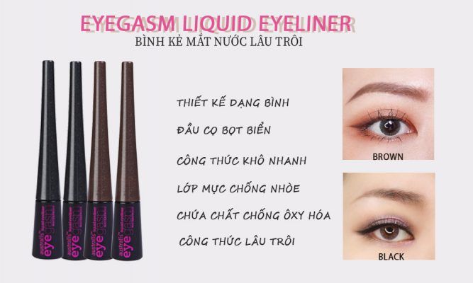 Kẻ Mắt nước BL KT Australis Eyegasm Waterproof Liquid Eyeliner Đen/ Nâu (MP6874/ MP6875)