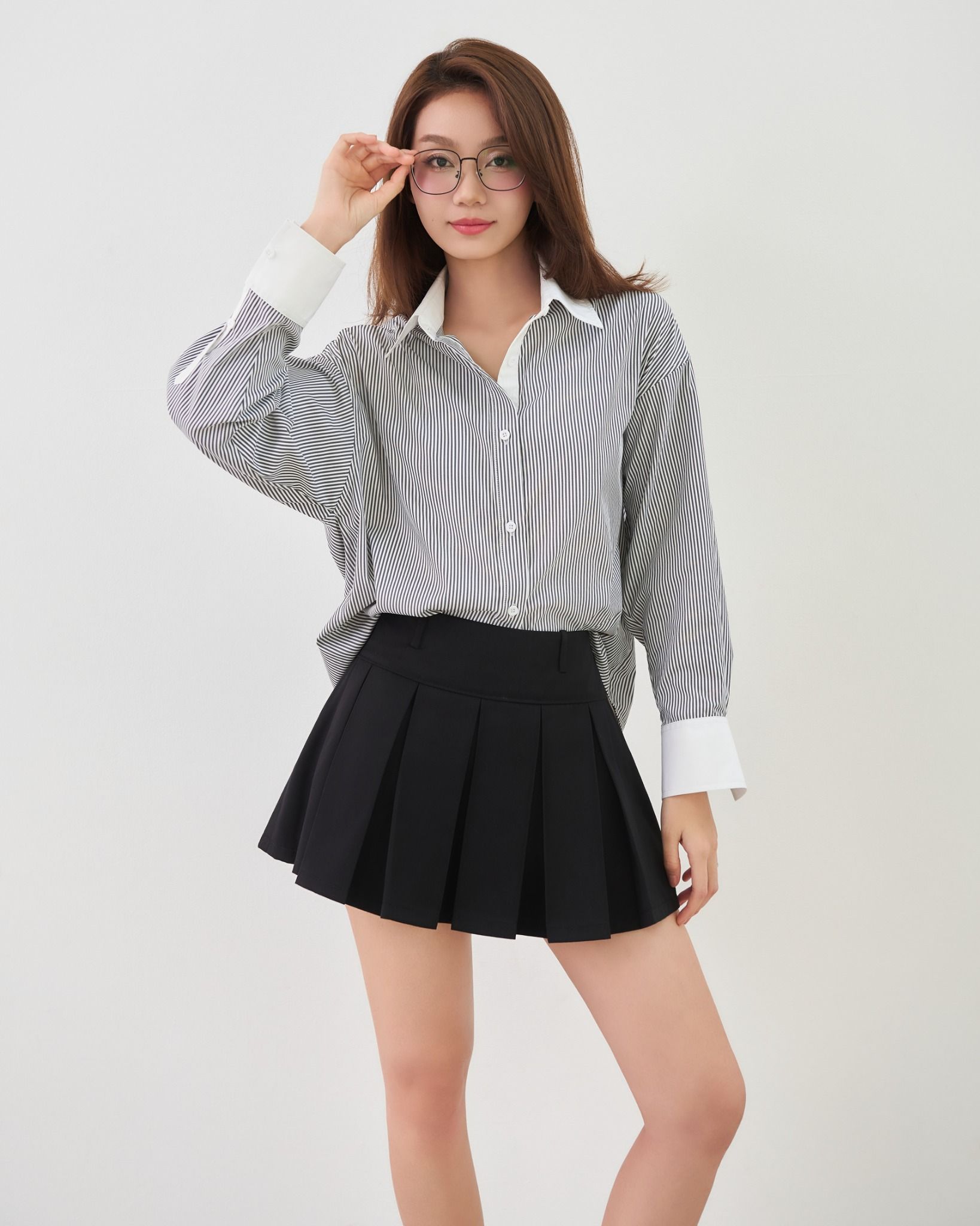 Áo Sơ Mi Sọc Phối Cổ Oversize FAS354